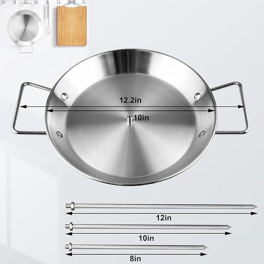 Al Pastor Skewer with Drip Pan, 10 Inch Vertical Meat Spit Rack, Stainless Steel Shawarma Grill Kit with 3 Removable Spikes, Compatible with Grill, Oven, Smoker and Outdoor BBQ