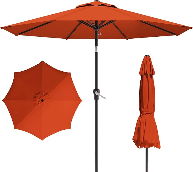 10FT Patio Umbrella, Outdoor Umbrella with Push Button Tilt and Crank, 8 Sturdy Ribs, UV Protection & Waterproof Market Umbrella for Pool, Backyard, Beach,Deck