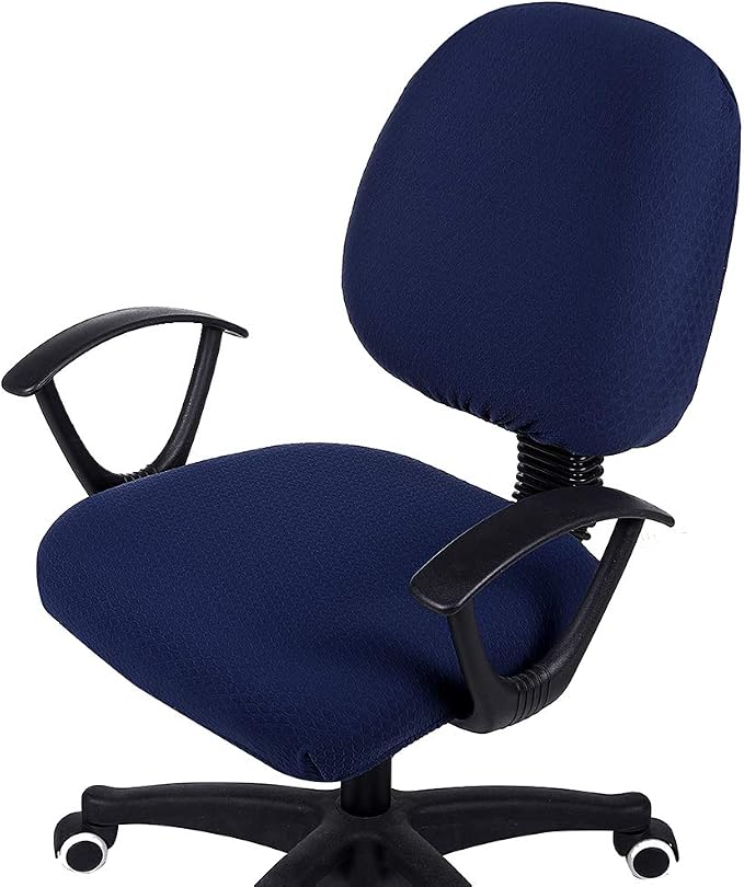 Smiry Office Computer Chair Covers for Desk Rotating Chair Protector | Stretch Jacquard Removable Washable Universal Slipcovers, Seat + Backrest Cover, Navy Blue