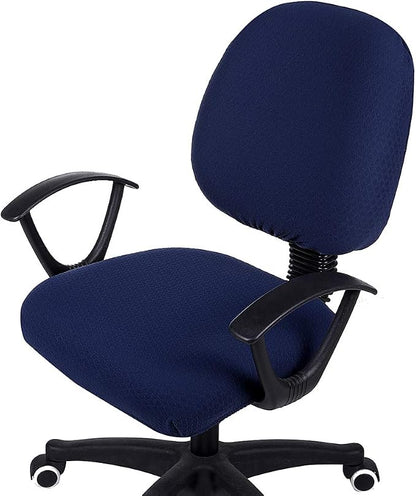 Smiry Office Computer Chair Covers for Desk Rotating Chair Protector | Stretch Jacquard Removable Washable Universal Slipcovers, Seat + Backrest Cover, Navy Blue