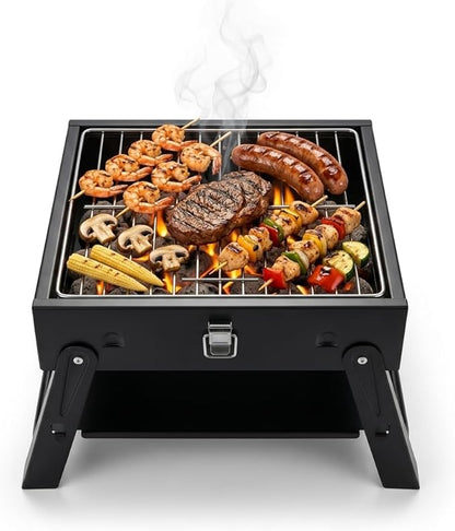 Small Portable BBQ Charcoal Grill: Foldable Mini Table Top Barbecue Grills for Camping, Grilling Gift for Men Dad