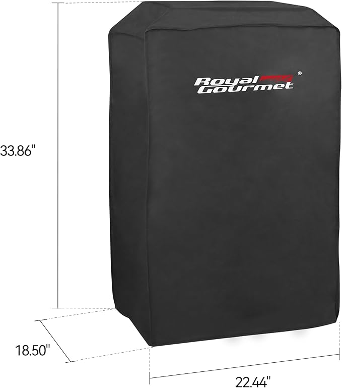 Royal Gourmet CR2301 23 Inch Electric Smoker Cover, Durable Oxford Polyester Vertical Electric Smoker BBQ Grill Cover, 22.44" L x 18.50" W x 33.86" H, Black