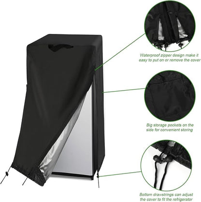 37W Large Refrigerator Cover for 20 Cu Ft Above Outdoor Upright Fridge | 37x33x70,Waterproof Dustproof Heavy Duty Oxford Fabric,for Most 20 Cubic Feet Above French Door Fridge/ Full Size Freezer