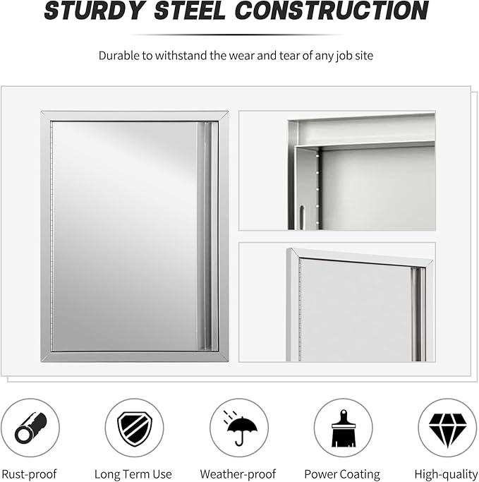 Stainless Steel Outdoor Kitchen Single Handleless BBQ Door, 18W 24H inch Opens Left or Right, Kitchen Cabinet Grill Station or BBQ Island