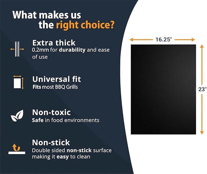 Linda's Essentials Extra Large Grill Mats for Outdoor Grill Mat (3 Pack) - Reusable Heat-Resistant Grilling Mats for Outdoor Grill, Non Stick Grill Matt, Easy Clean BBQ Mats for Outdoor Grills