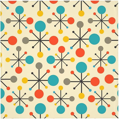 Mid Century Fifties Modern Atomic Retro Colors Tablecloth Washable Waterproof Yellow Table Cover for Kitchen Dining Room Picnic Party BBQ Wedding, Square 60" Table Cloth