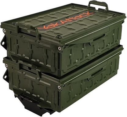 YakAttack TracPak Combo Kit – Ranger Grey | 2 Stackable Storage Boxes + Quick Release Track Base | Fits MightyMount, GearTrac & Most Kayak Tracks | Space-Saving Fishing Storage | Compact Kayaking Box