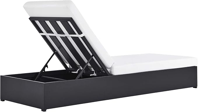 Modway Tahoe Aluminum Outdoor Chaise Lounge in Gray White with Weather-Resistant Cushions, Perfect Patio Sunbed or Recliner Chair for Pool Furniture