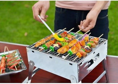 Charcoal Grill Barbecue Portable BBQ Stainless Steel Folding Camping Tabletop for Cooking Small