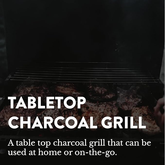 18-Inch Portable Tabletop Charcoal BBQ Grill, 2-Tiered with Side Handles & Lid, Compact Grill & Smoker for Picnic, Tailgate & Outdoor Cooking