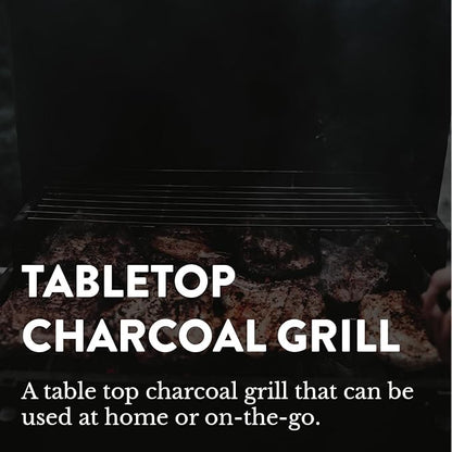 18-Inch Portable Tabletop Charcoal BBQ Grill, 2-Tiered with Side Handles & Lid, Compact Grill & Smoker for Picnic, Tailgate & Outdoor Cooking