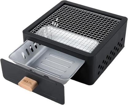 Multi-functional Camping Stove BBQ Charcoal Grill Portable Burner Outdoor Camp Picnic(Black A2)
