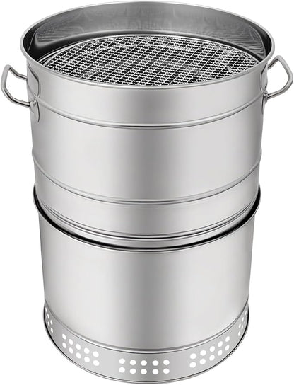 Large Portable Charcoal Grills Stainless BBQ Grill Barrel Outdoor Barbecue Grill Large Capacity 360°