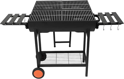 Generic Barrel Charcoal Grill Outdoor BBQ Grill with 871 Sq. In. Cooking Area Charcoal Barbecue Grills with 2 Foldable Side Tables for Backyard Patio Picnic Parties Camping