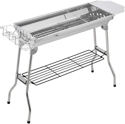 Charcoal Grill Barbecue Charcoal Grill Stainless Steel Folding Portable BBQ Tool Kits for Outdoor Cooking Camping Picnic BBQ Grill