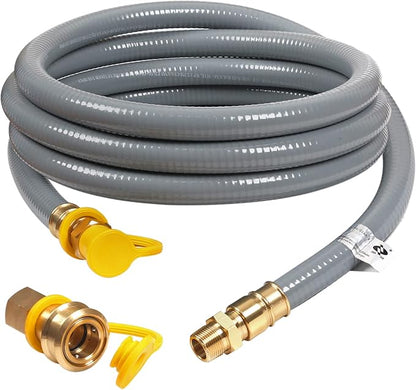 12FT, 24FT, 36FT, 56FT 3/4" ID Natural Gas Hose with Quick Connect | 3/4" ID Natural Gas Hose with Quick Connect Fittings for NG/LP Propane Appliances, Grill,Patio Heaters,Generators