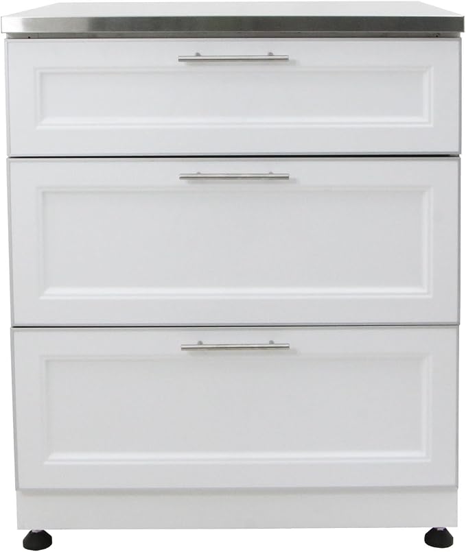 Blue Sky Outdoor Living White Shaker 3-Piece Outdoor Kitchen Combo Set 12 – Modular Weatherproof Storage Cabinets