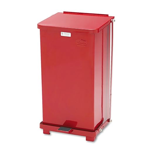 Rubbermaid Commercial Products Defenders Biohazard Steel Trash Can, Step-On, 6.5 GAL, Red, Hospital/Doctor's Office/Healthcare Facilities