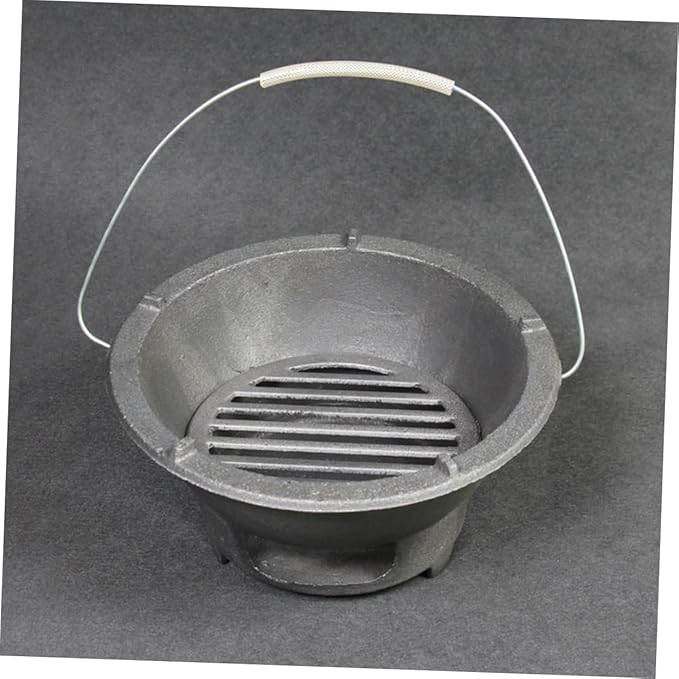 Wear-resistant Iron Bbq Stove Portable Grilling Heating for Outdoor Cooking Charcoal Grill for Camping Bbq Supplies Random Handle Color