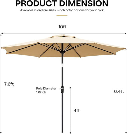 Sannwsg Outdoor Patio Umbrella,Table Umbrella with Push Button Crank,Market Umbrella with 8 Sturdy Ribs,Yard Umbrella