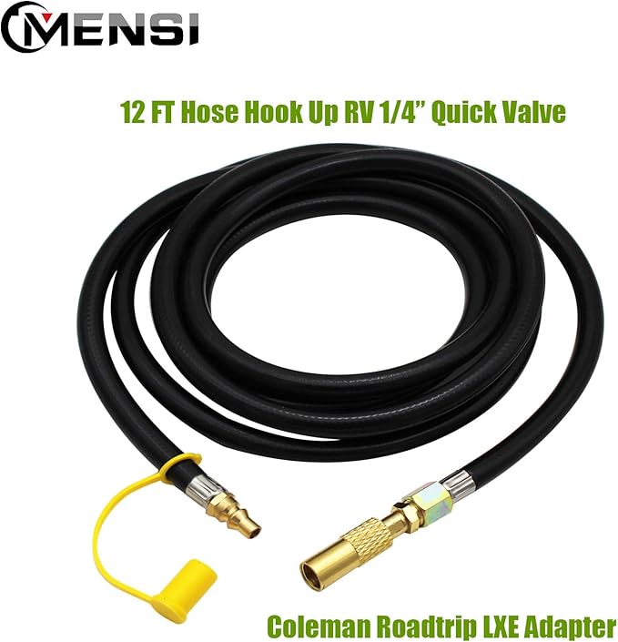 MENSI 12FT Low Pressure 1/4" Quick Connect Disconnect Plug RV Trailer Propane Extension Hose Hook Up𝐂𝐨𝐥𝐞𝐦𝐚𝐧 𝐑𝐨𝐚𝐩𝐓𝐫𝐢𝐩 𝐒𝐞𝐫𝐢𝐞𝐬 𝐋𝐗𝐄, 𝐋𝐗 𝐏𝐨𝐫𝐭𝐚𝐛𝐥𝐞 𝐆𝐫𝐢𝐥𝐥 𝐎𝐍𝐋𝐘
