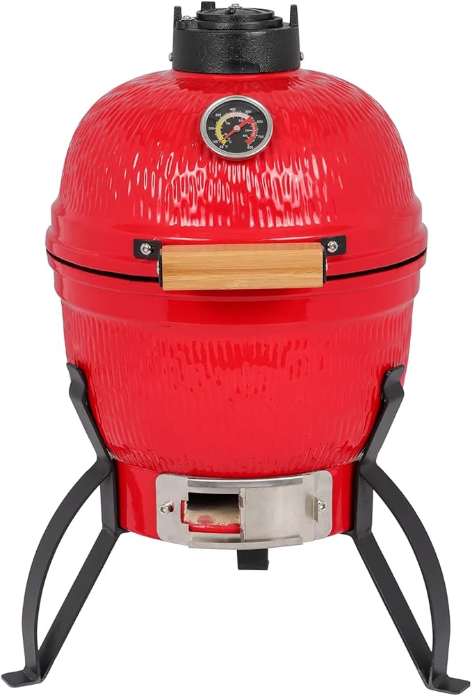 Ceramic Charcoal Grill with Heat Retention Technology for Outdoor Cooking and Smoking