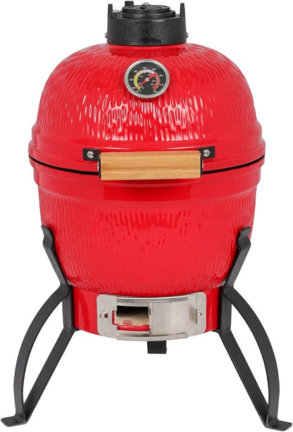 Ceramic Charcoal Grill with Heat Retention Technology for Outdoor Cooking and Smoking