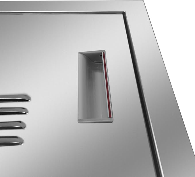 Outdoor Kitchen Door 20" W x 14" H Stainless Steel BBQ Single Access Door Flush Mount Vertical Wall Doors with Handle and Vents Suitable for Grilling Station Outside Cabinet Outdoor Kitchen