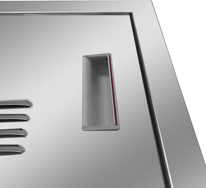 Outdoor Kitchen Door 20" W x 14" H Stainless Steel BBQ Single Access Door Flush Mount Vertical Wall Doors with Handle and Vents Suitable for Grilling Station Outside Cabinet Outdoor Kitchen