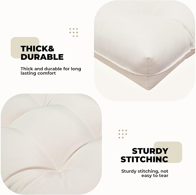 DANGHOOGY Wicker Chair Cushions, Waterproof Outdoor Loveseat Cushions for Patio Furniture, 3 Pieces Wicker Furniture Cushions, 1 Loveseat and 2 U-Shaped Cushions, Cream