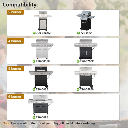 Grill Replacement Parts for Nexgrill 5 Burner 720-0888, 720-0888N, Nexgrill 4 Burner 720-0830H, Members Mark 720-0882D, Porcelain Steel Heat Plate Shields and Burner Tubes Replacement Kit.(5-Pack)