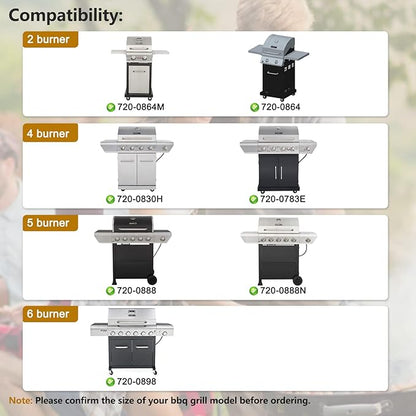 Grill Replacement Parts for Home Depot Nexgrill 720-0830H 720-0783E 720-0888 720-0888N 720-0864 720-0864M, Porcelain Steel Heat Plate Shields and Grill Burners for Nexgrill 4 Burner 720-0830H.(4-Pack)