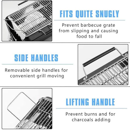 Portable Charcoal BBQ Grill, Briefcase Shape Non-stick Steel Barbecue Grill for Outdoors Camping Picnic and Party Cooking
