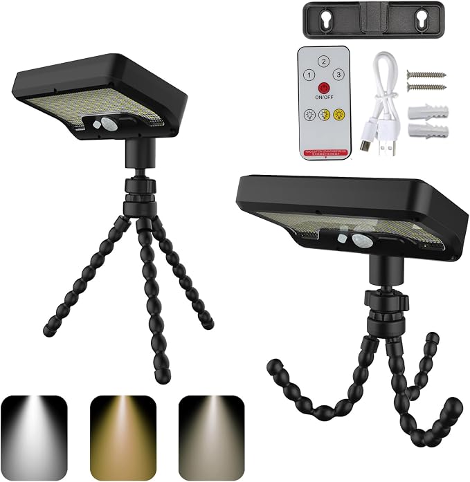 2PiecesClip On Solar Motion Sensor Lights Outdoor,Rechargeable,3 Modes ABS+PS Texture Suitable for Camping Garden Decorating,Solar Motion Sensors Outdoor Light for BBQ Grills,Garden