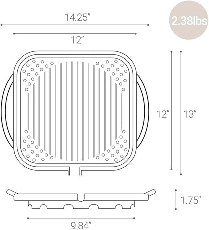 12in Nonstick BBQ Grill Plate – Cerastone Gold Marble Coated, Korean-Style Stovetop Griddle Pan for Indoor & Outdoor Cooking