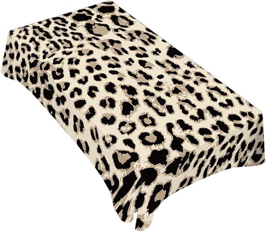 TKS MITLAN Tablecloth Leopard Table Cloth Rectangle Table 60 x 84 Inch Cheetah Skin Tiger Leather Spotted Fur Beige Brown Kitchen Decorations for Home Dinner Party