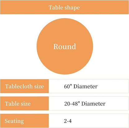 Lamberia 60" Round Patio Tablecloth with Umbrella Hole and Zipper, Waterproof Outdoor Table Cover for Patio, Backyard, BBQ, Picnic & Indoor Dining, Washable Polyester Circular Tablecloth