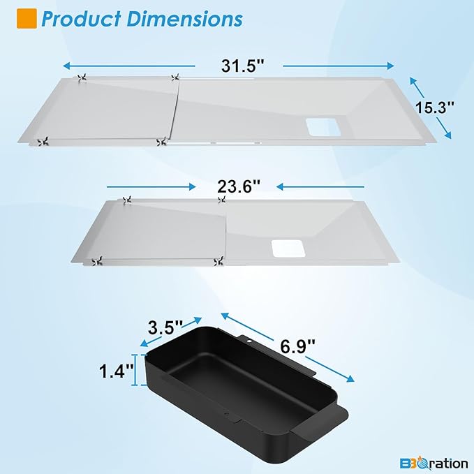Universal Grease Tray with Catch Pan for Nexgrill Replacement Parts 720-0830H 720-0882A, Charbroil, Dyna Glo, Kenmore, Expect Grill, Drip Pan for 3/4/5 Burner Gas Grill