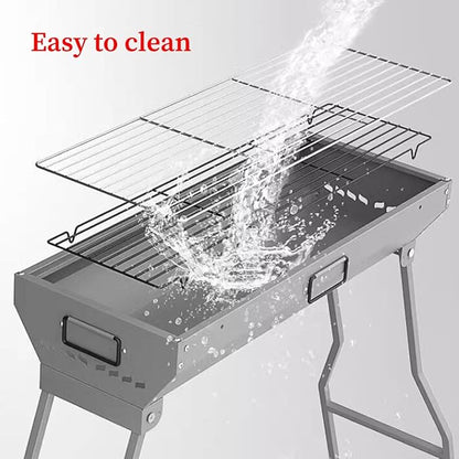 Grills Outdoor Cooking Charcoal, Stainless Steel Coating BBQ Grill Small Charcoal, Portable Charcoal Grill for Party Picnic Travel Home,RV Outdoor Cooking Use (Color : /Gray, Size : E)