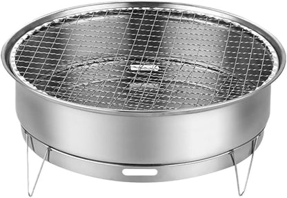 BBQ Grill Barbeque Grill Stainless Steel BBQ Charcoal Grill Desktop Disposable Barbecue Grill for Outdoor Barbeque Grill Camping (Silver 28 * 10.7cm)