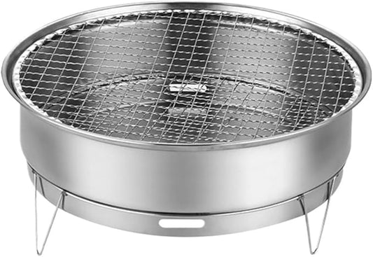 BBQ Grill Barbeque Grill Stainless Steel BBQ Charcoal Grill Desktop Disposable Barbecue Grill for Outdoor Barbeque Grill Camping (Silver 28 * 10.7cm)