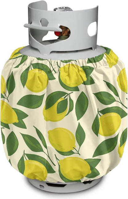Lemon Propane Tank Cover Fits Standard 20 lb Tank Cylinde Travel Trailer Propane Covers with Elastic Slip in Gas Cover Water & Wear-Resistant for Outdoor and Indoor Use