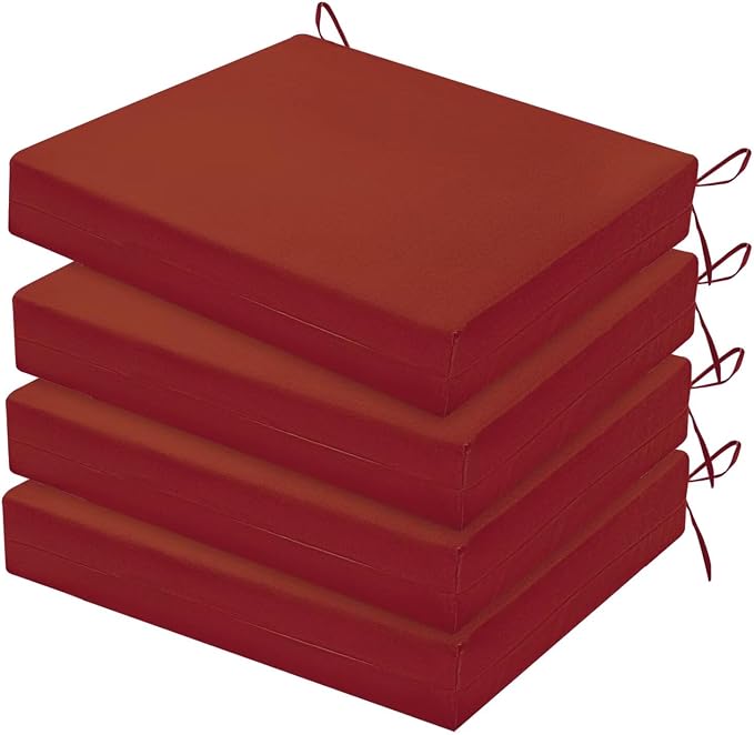 HARBOREST Outdoor Chair Cushions Set of 4, Water Resistant Patio Chair Cushions with Ties, Square Corner Outdoor Seat Cushions for Patio Furniture, 18.5"x16"x3", Burnt Orange