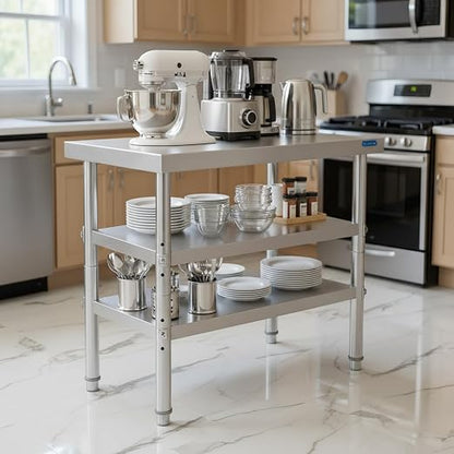 KUARBARR Stainless Steel Table Commercial Stainless Steel Prep Table 18 x 30 Inch, NSF Metal Commercial SS Kitchen Prep Worktable for Restaurant Kitchen Garage Warehouse