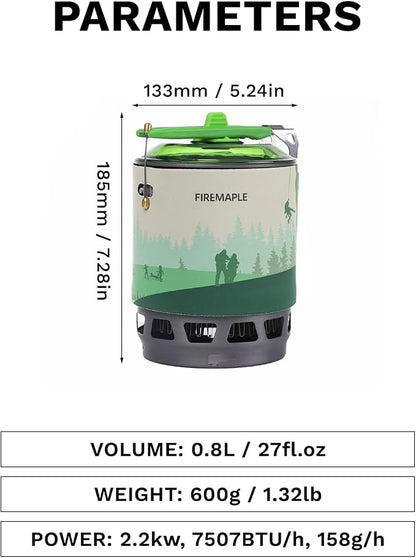 Fire-Maple Fixed Star 3 Backpacking and Camping Stove System, Green 21oz | 30% Faster Boil with HX Base, Piezo Ignition, Locking Handle, All-in-One, Portable, Compatible with Most Canisters