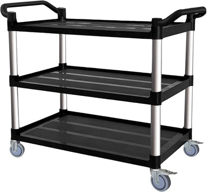 Utility Cart with Tangle-Free Wheels, Large Size 3 Tier Restaurant Cart | 2 with Brakes, Heavy Duty 450 Lbs Capacity,Commercial Serving Cart for Home, Office, Restaurant, Warehouse.