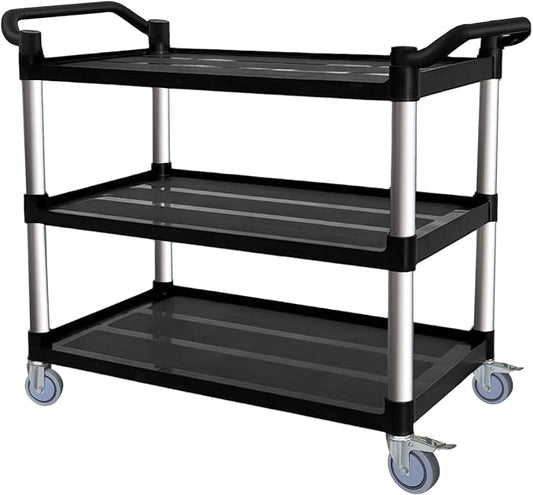 Utility Cart with Tangle-Free Wheels, Large Size 3 Tier Restaurant Cart | 2 with Brakes, Heavy Duty 450 Lbs Capacity,Commercial Serving Cart for Home, Office, Restaurant, Warehouse.