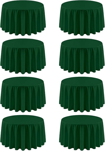 8 Pack Hunter Green Round Tablecloth 90 Inch | For 3Ft-5Ft Round Table, Wrinkle Resistant Table Cloth, Washable Polyester Fabric, For Wedding Party Banquet Buffet Camping