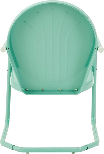 Crosley Furniture Griffith 5-Piece Outdoor Dining Set for 4, Retro Metal Round Patio Table and Chairs, White and Aqua