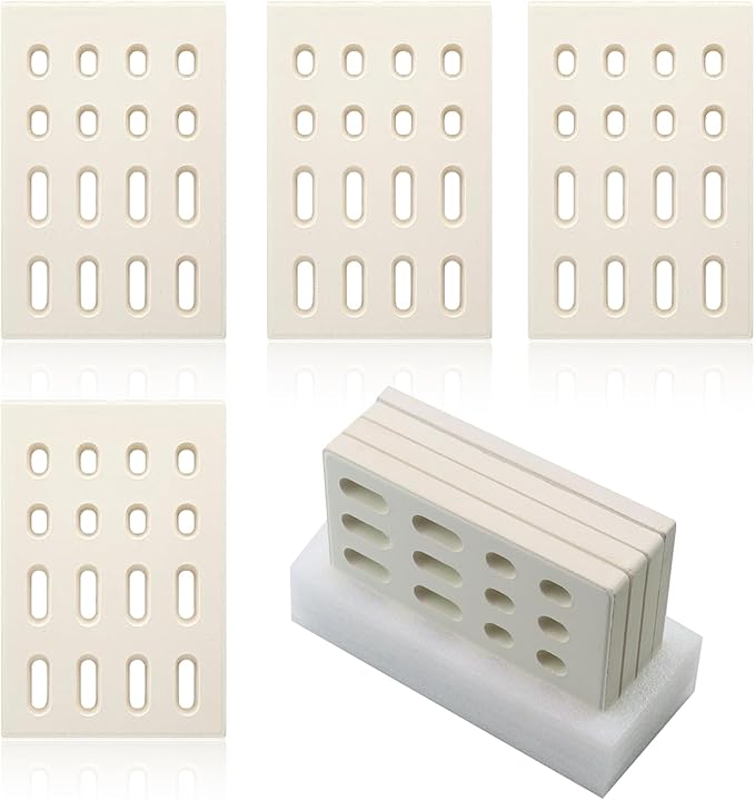 Ceramic Brick, Ceramic Radiant Flame Tamer Replacement for Barbeques Galore Grand Turbo, Grand Hall, Members Mark Grills, Heat Plate Ceramic Briquettes, 7 1/16" x 4 3/4" x 1/2", 4 Pack